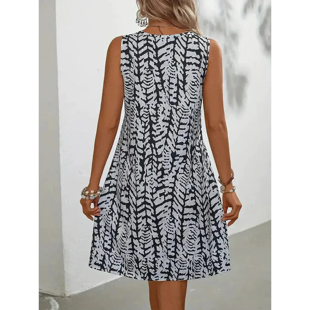 Harper | Women’s Sleeveless Printed Mini Dress with Round Neck