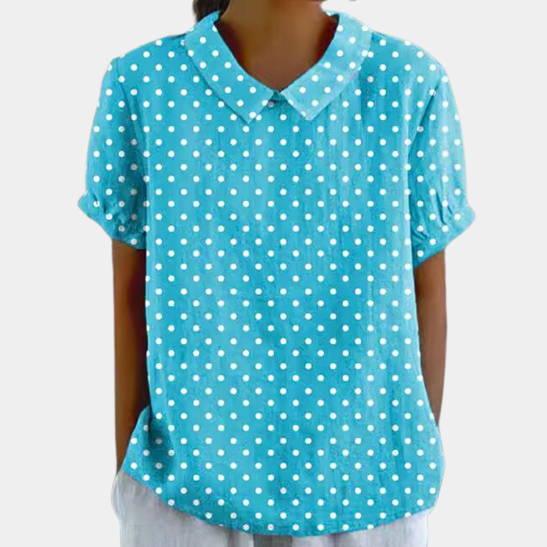 Lena | Women’s Short Sleeve Blouse with Pastoral Floral Print