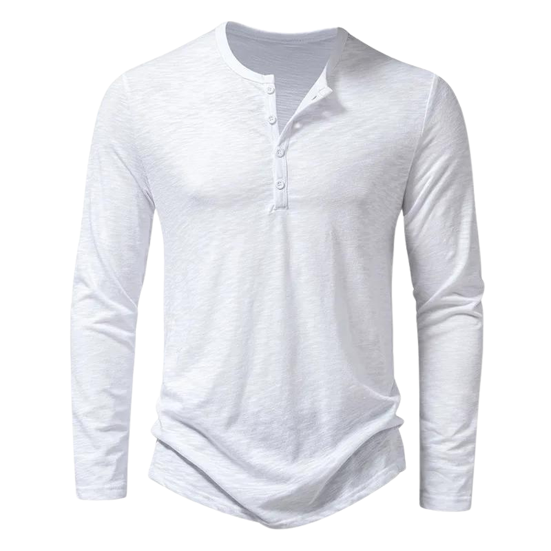 Bravero | Men’s Long-Sleeve Henley Shirt with Button Placket