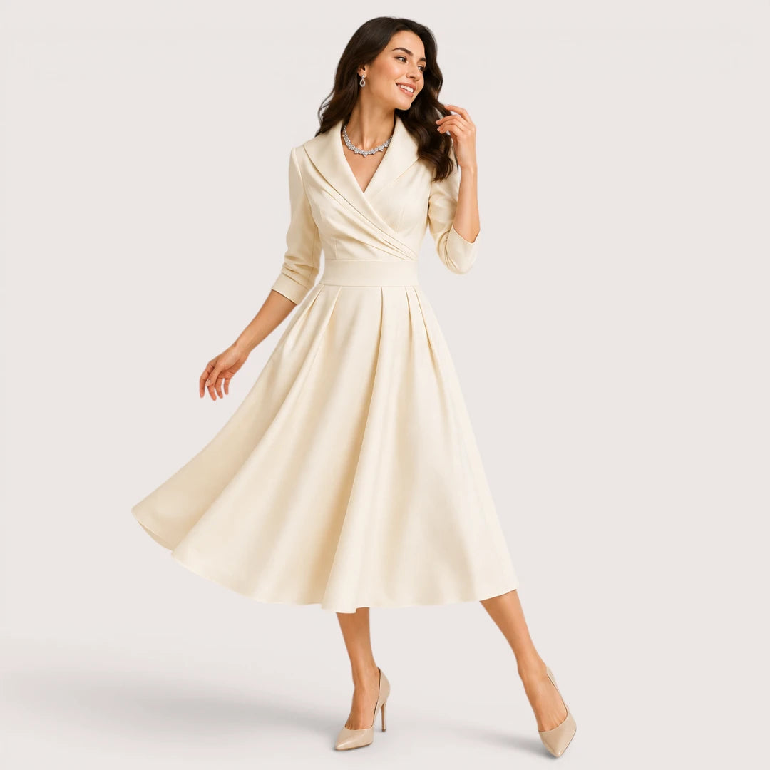 Victoria | Women’s Wrap Collar Evening Midi Dress
