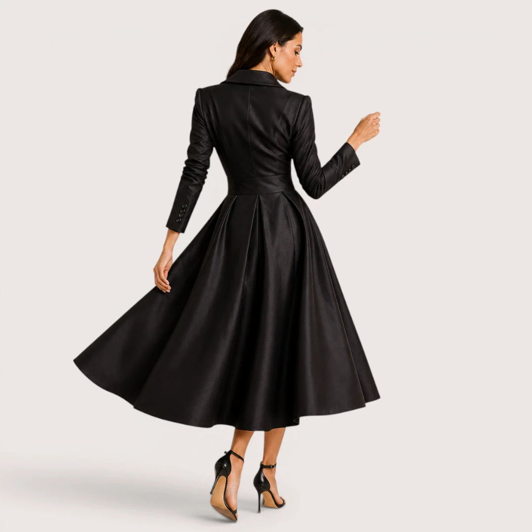 Victoria | Women’s Wrap Collar Evening Midi Dress