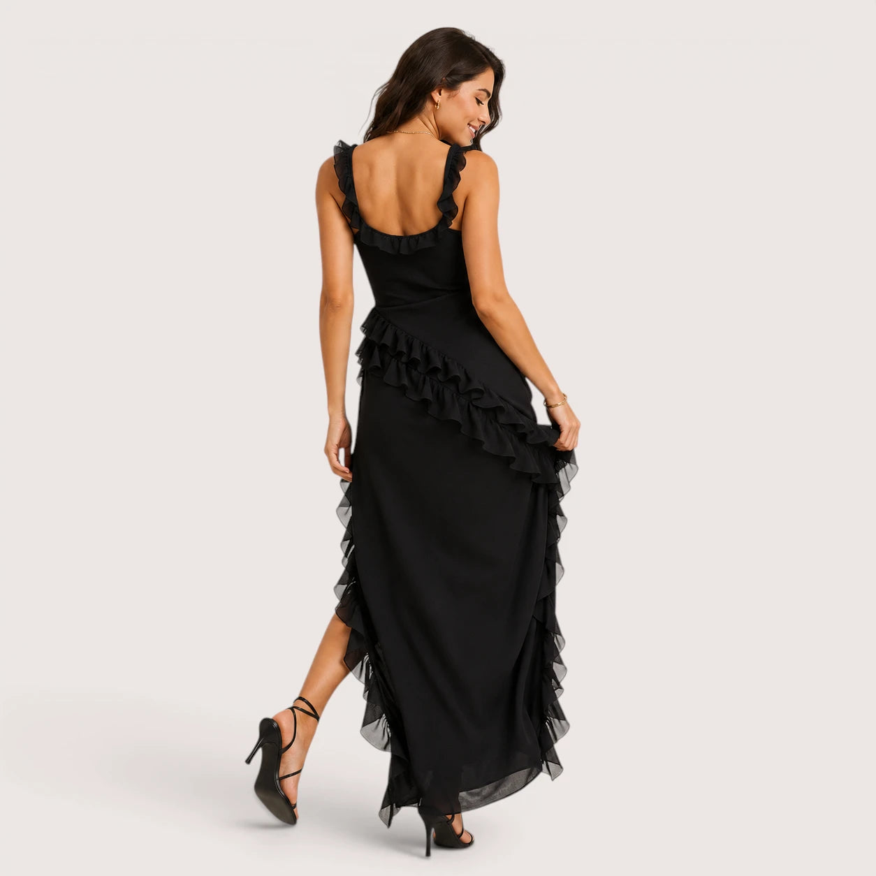 Isabella | Women’s Ruffled Slit Maxi Prom Dress