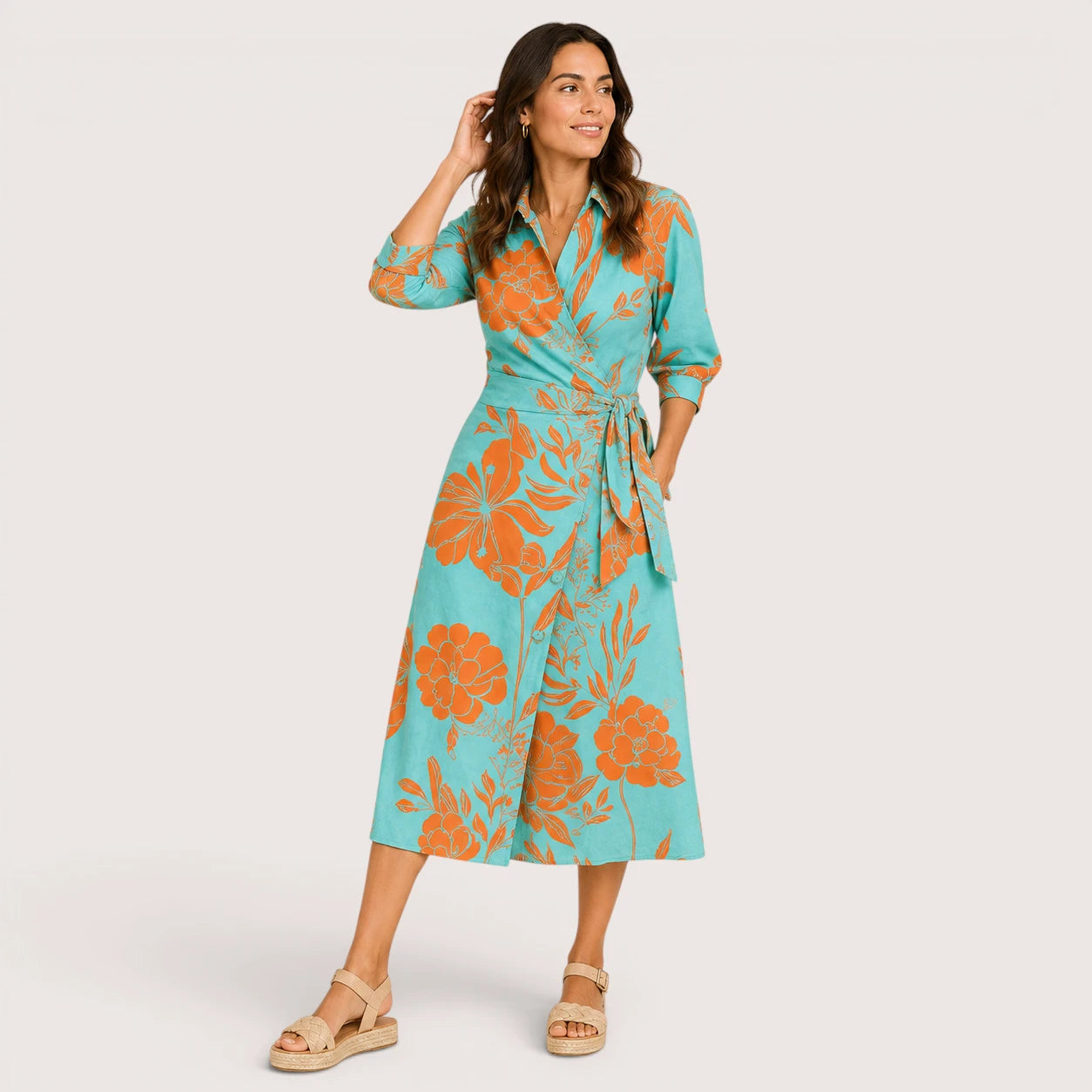 Hailey | Women’s Geometric Print Dress with Waist Tie