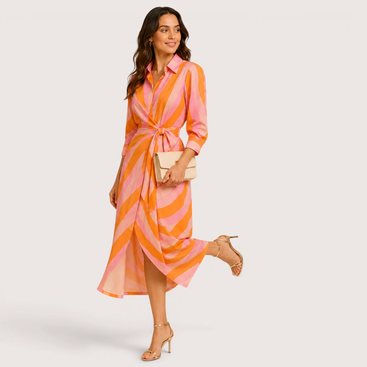Hailey | Women’s Geometric Print Dress with Waist Tie