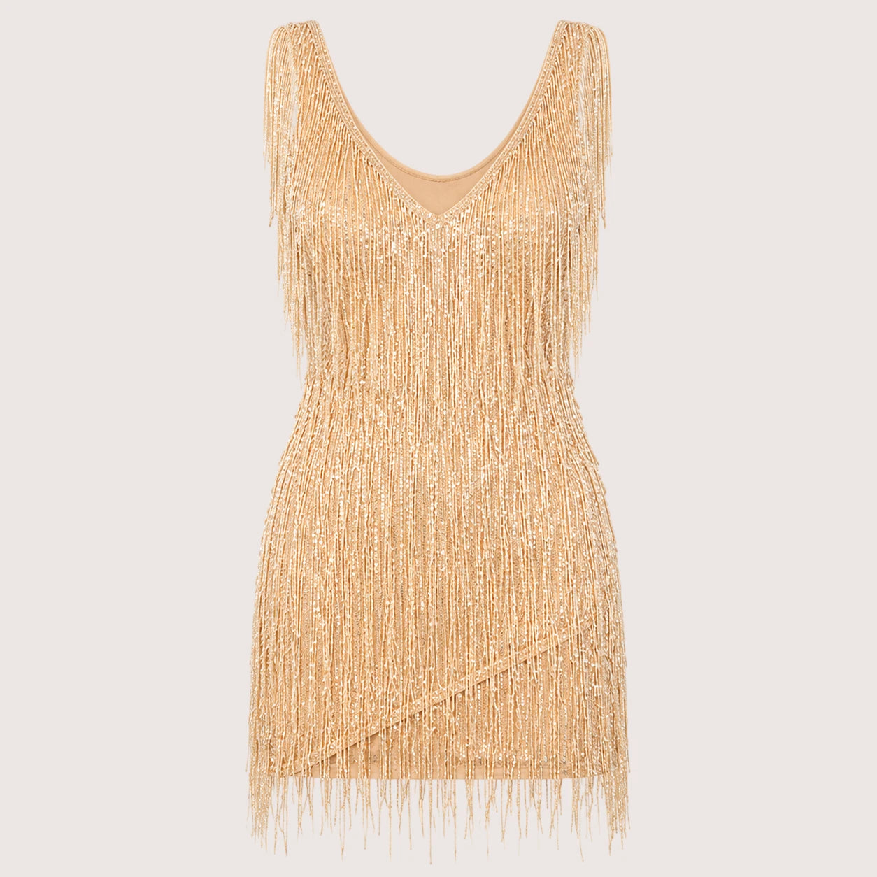 Bianca | Women’s Sequin Fringe Mini Dress with Feather Trim
