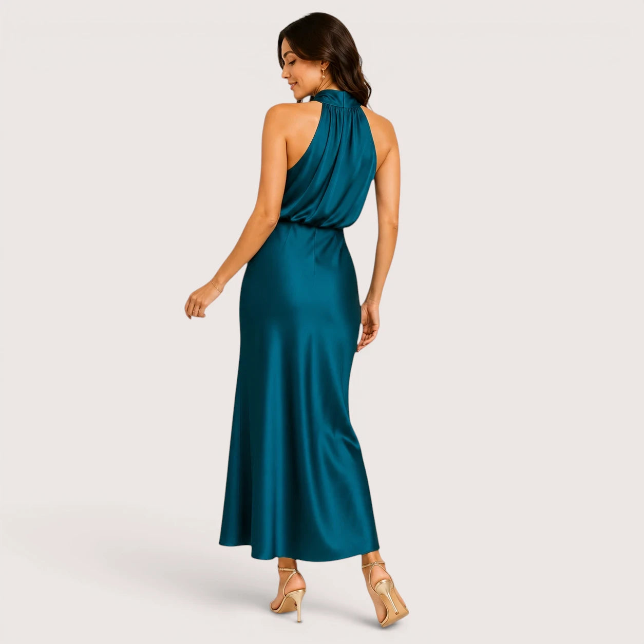 Camila | Women’s Halter Neck Draped Midi Dress