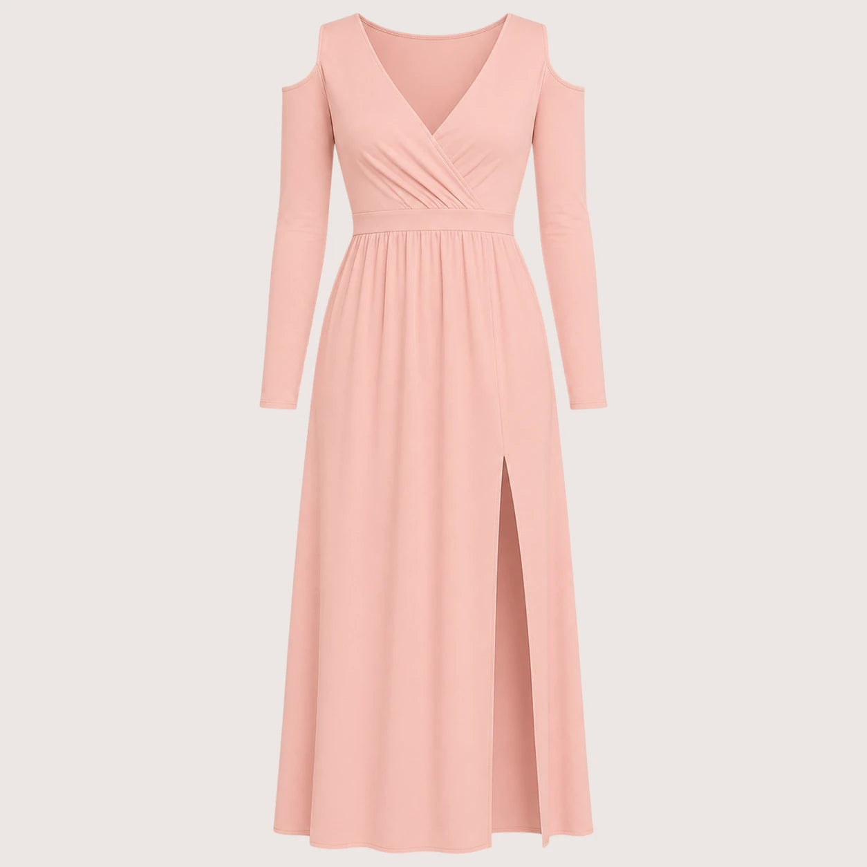 Audrey | Women’s V-Neck Cold Shoulder Maxi Dress with Side Slit