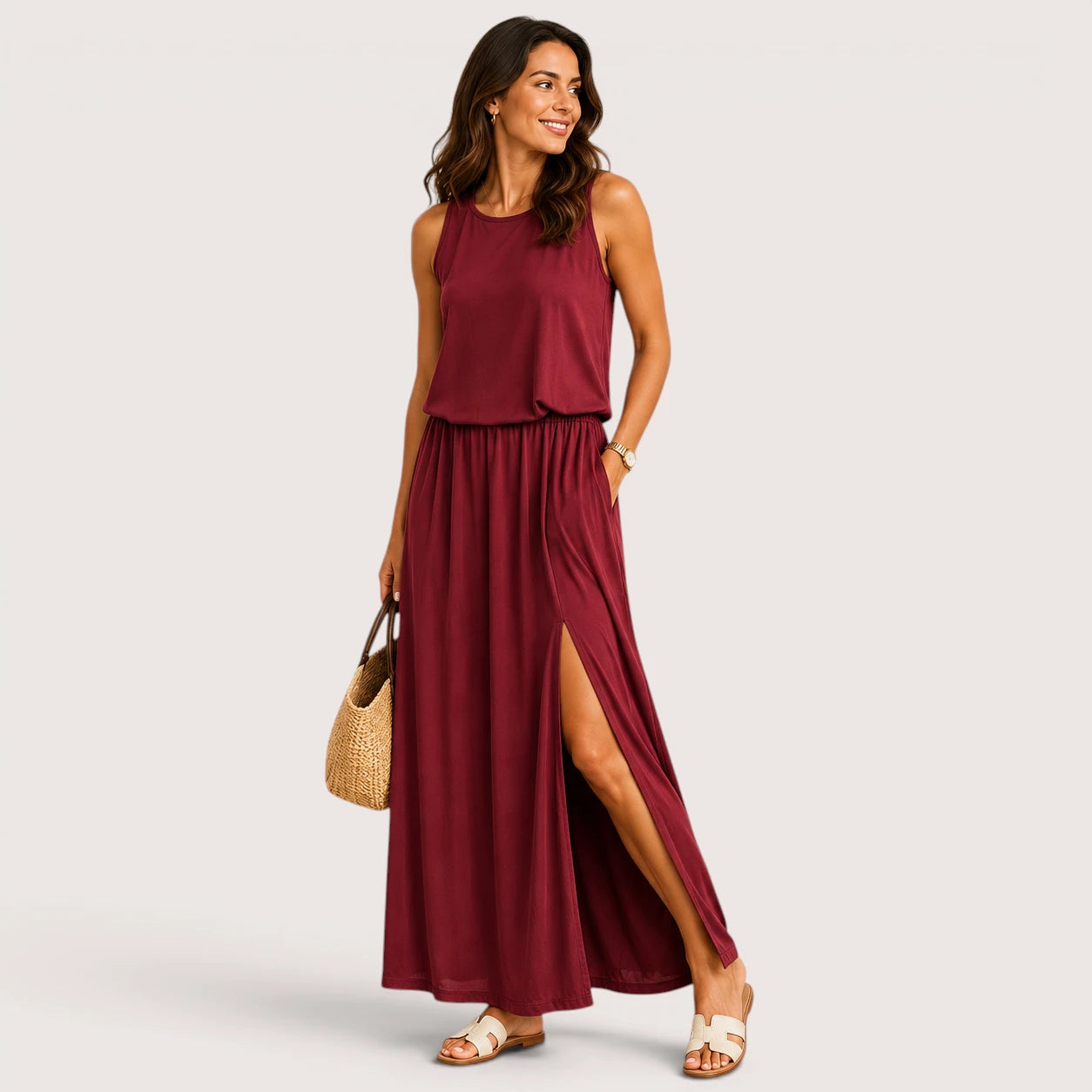 Aurora | Women’s Sleeveless Maxi Dress with Round Neck