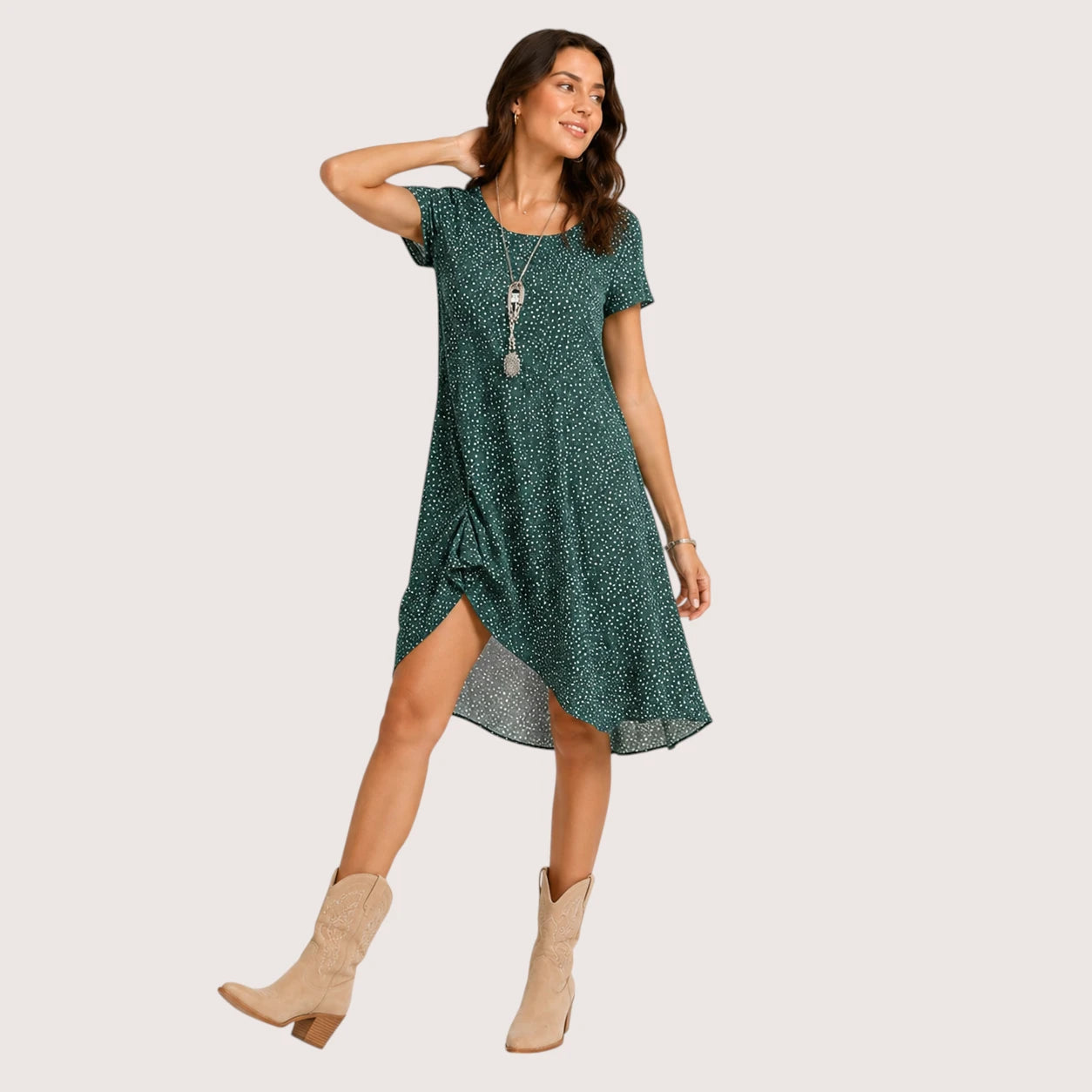 Naomi | Women’s Round Neck Summer Dress with Short Sleeve