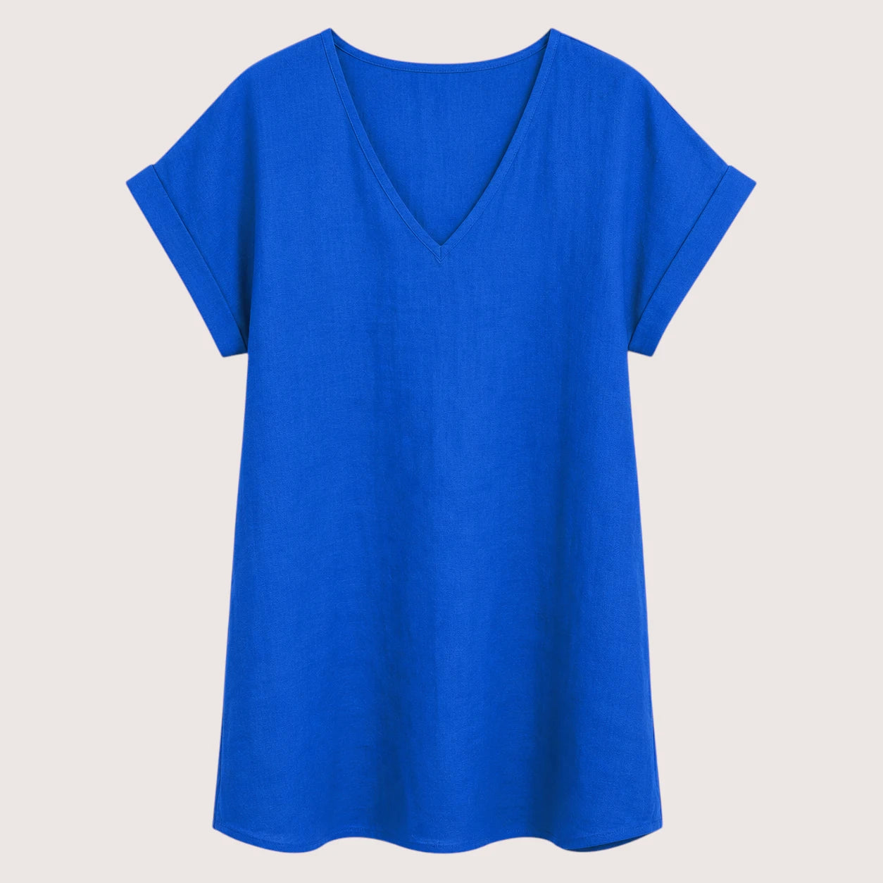 Sophie | Women’s V-Neck Cotton-Blend Dress with Short Sleeves