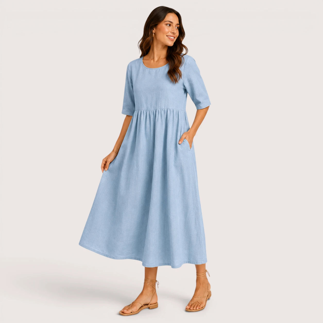 Claudia | Women’s Midi Dress with Half Sleeves