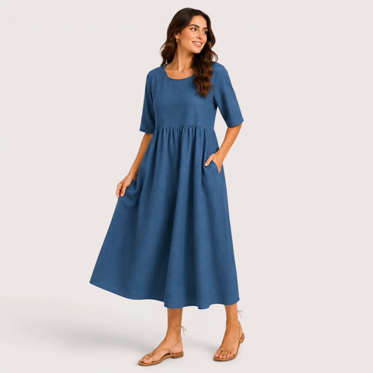 Claudia | Women’s Midi Dress with Half Sleeves