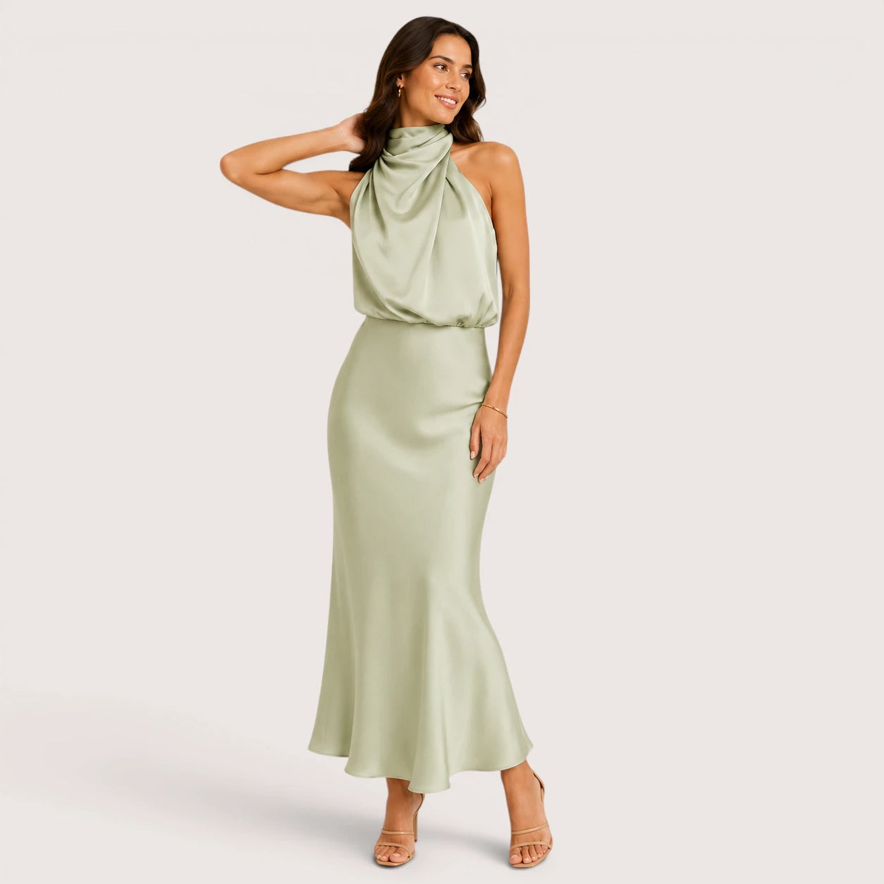 Bianca | Women’s Halter Neck Midi Evening Dress