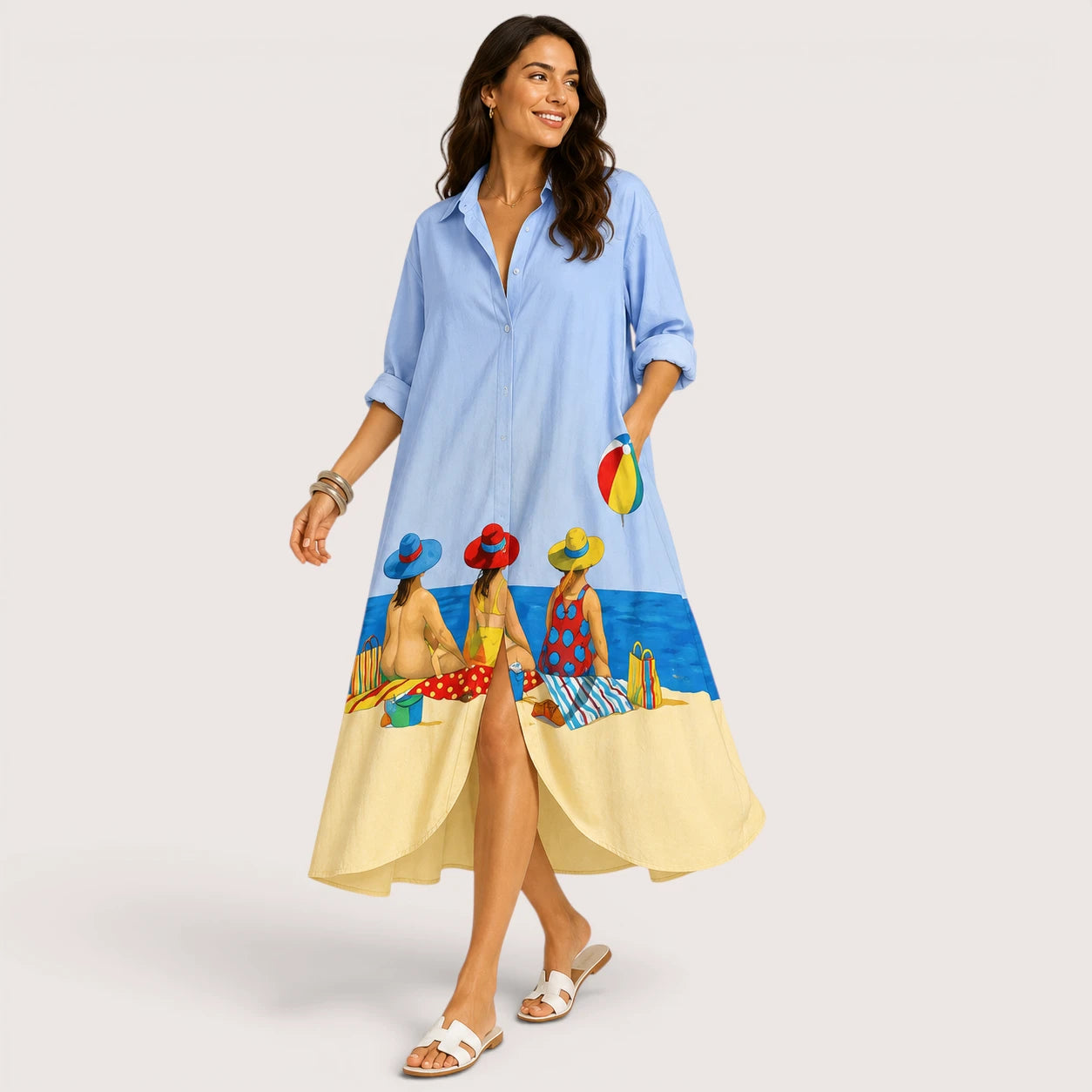 Harriet | Women’s Oversized Shirt Dress with Button Front