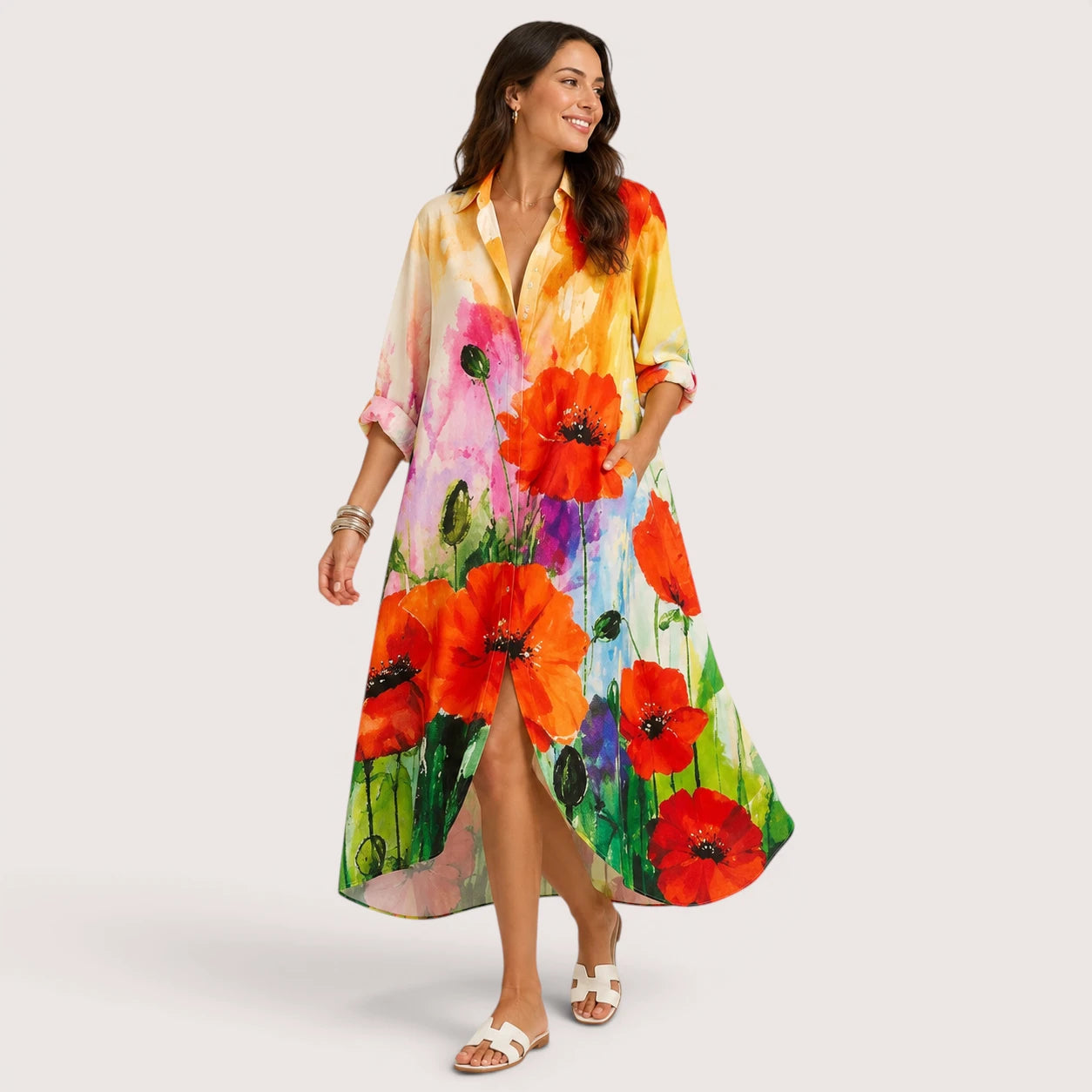 Harriet | Women’s Oversized Shirt Dress with Button Front