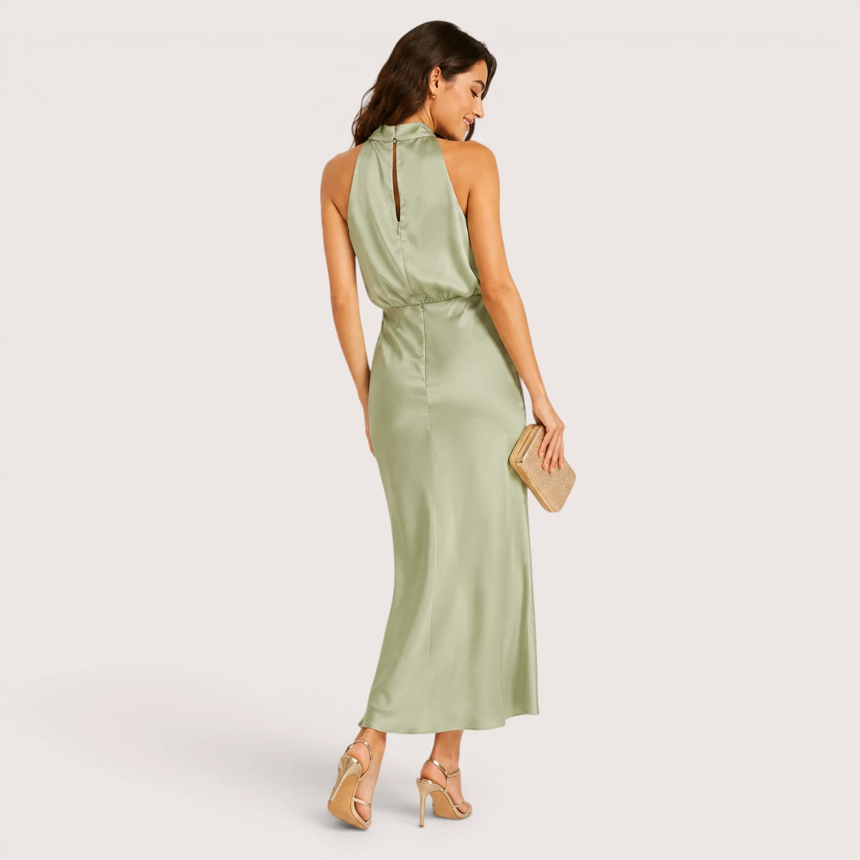 Alessia | Women’s Satin Evening Dress with Halter Neck
