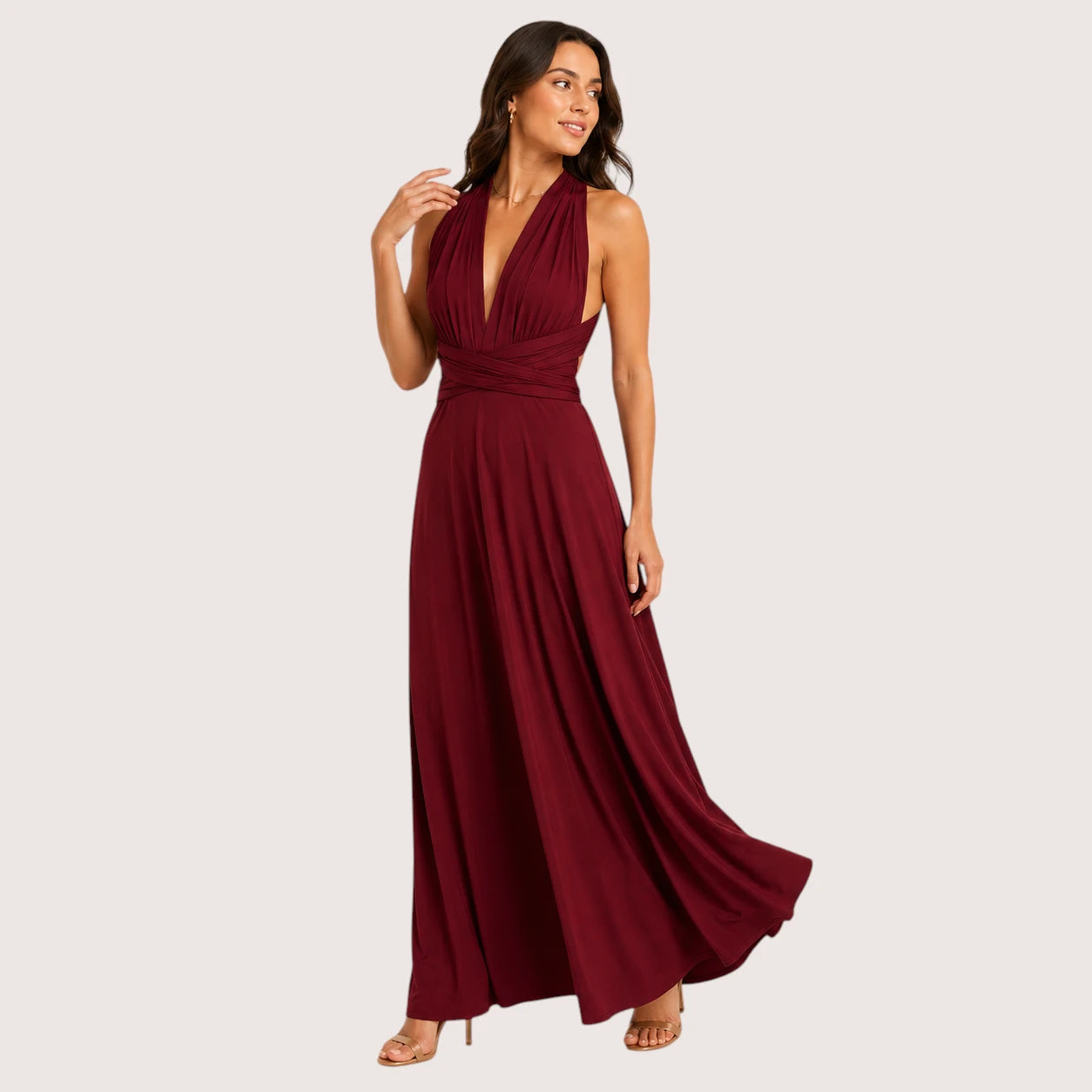 Camila | Women’s Convertible Wrap Maxi Dress with Open Back