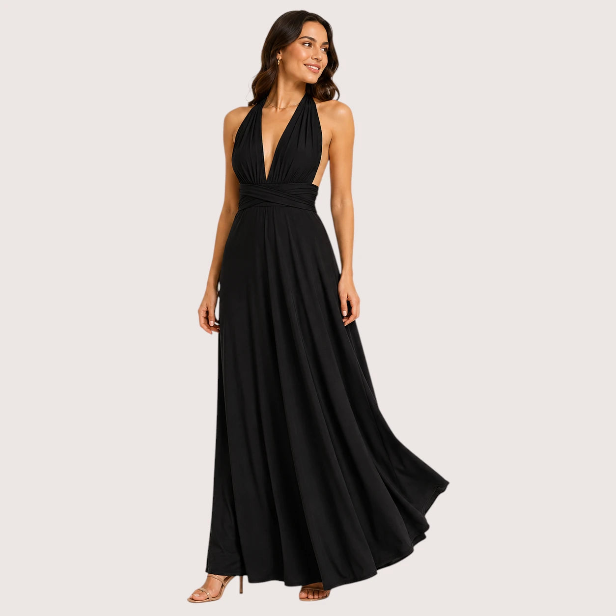 Camila | Women’s Convertible Wrap Maxi Dress with Open Back