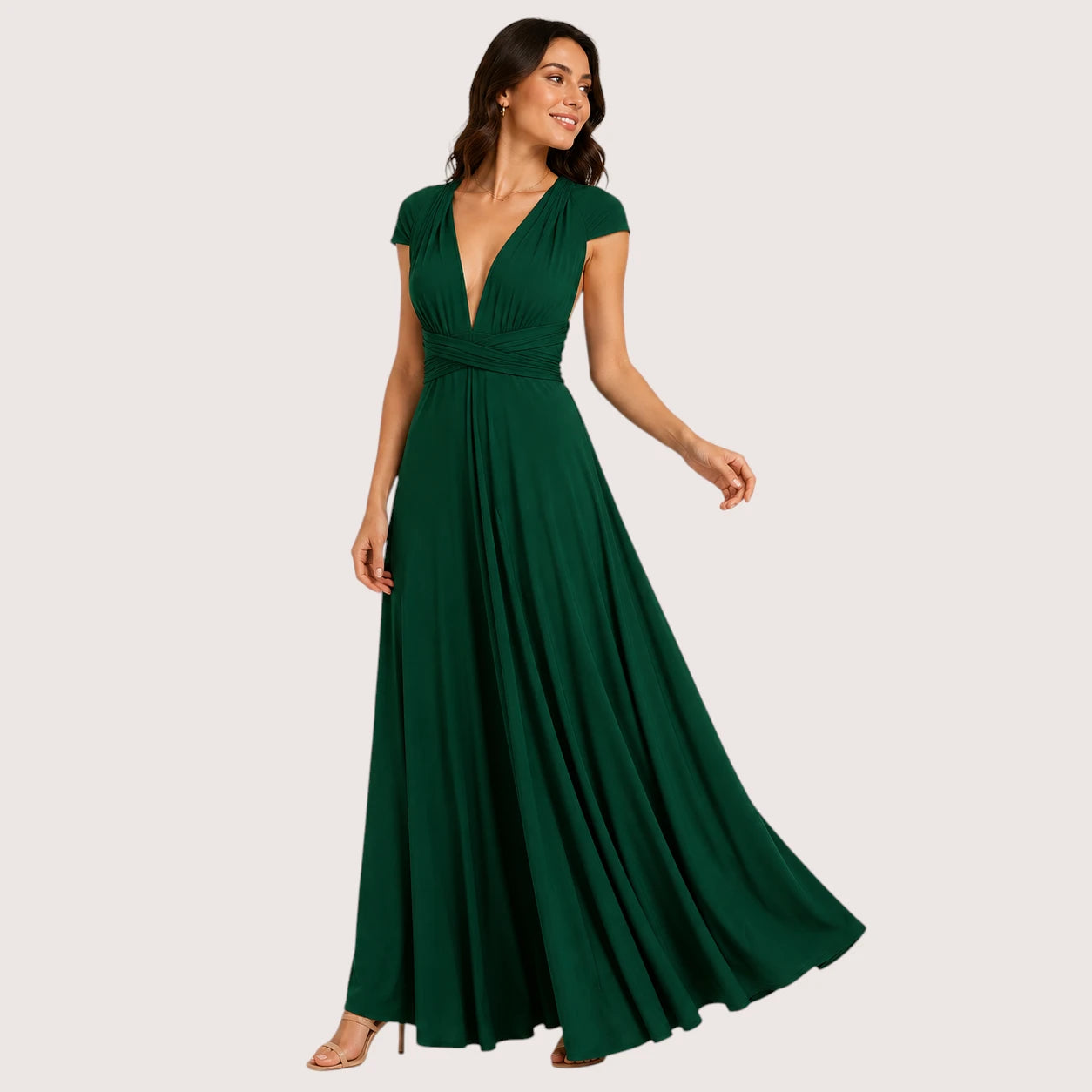 Camila | Women’s Convertible Wrap Maxi Dress with Open Back