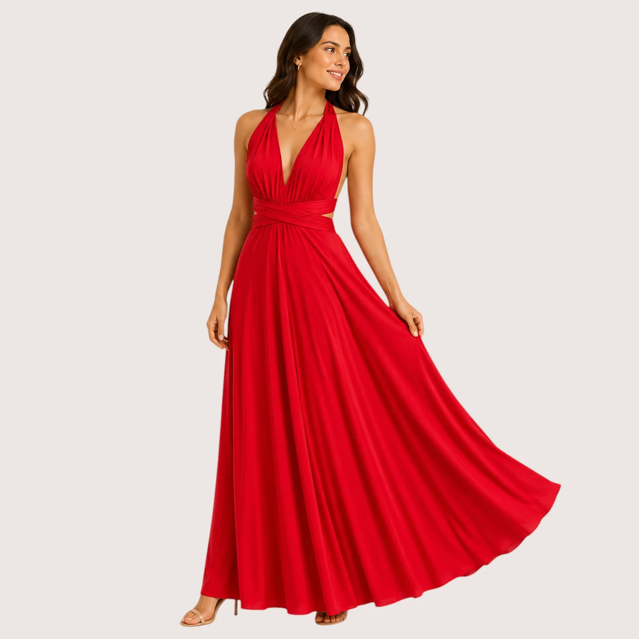 Camila | Women’s Convertible Wrap Maxi Dress with Open Back