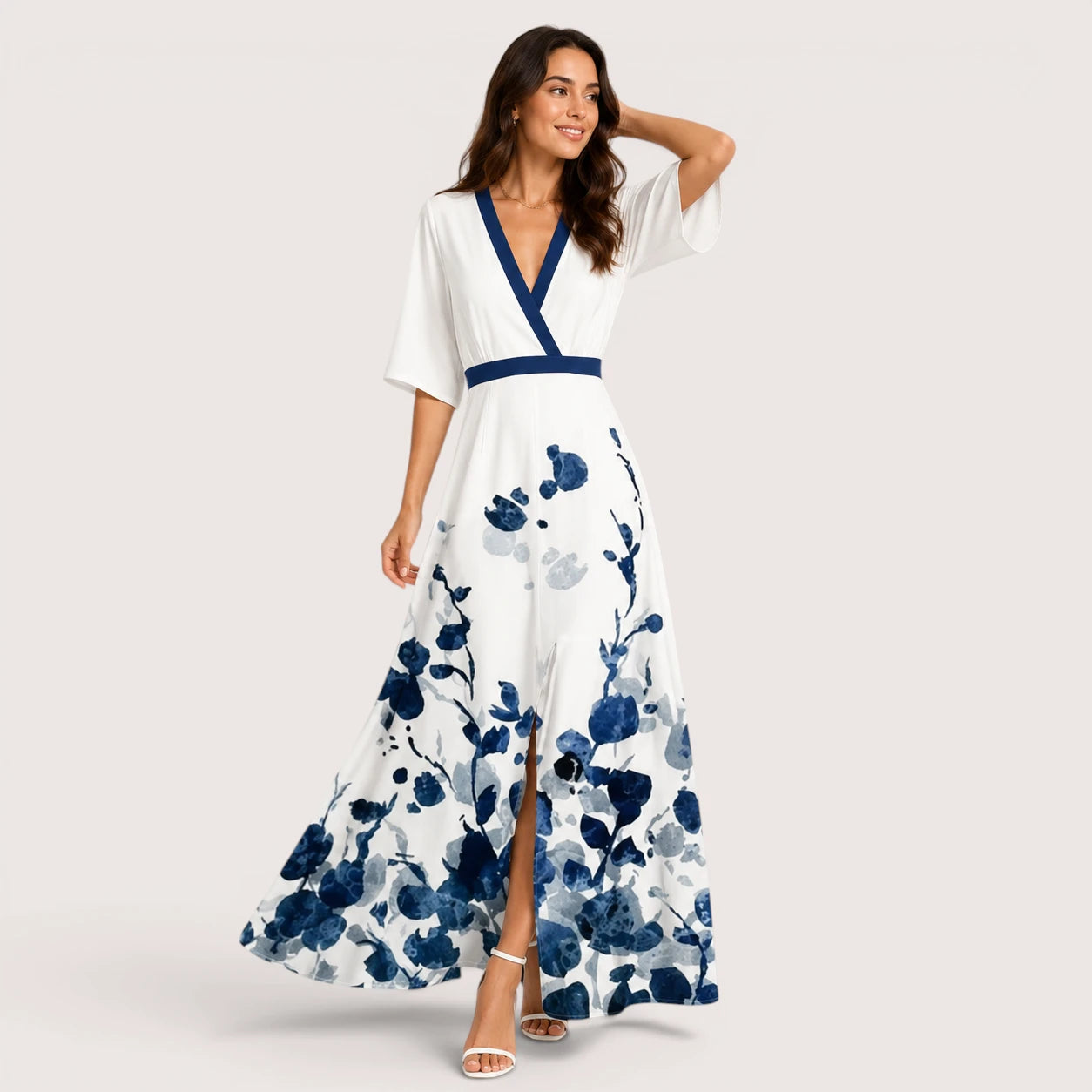 Riley | Women’s V-Neck Maxi Dress with Floral Print