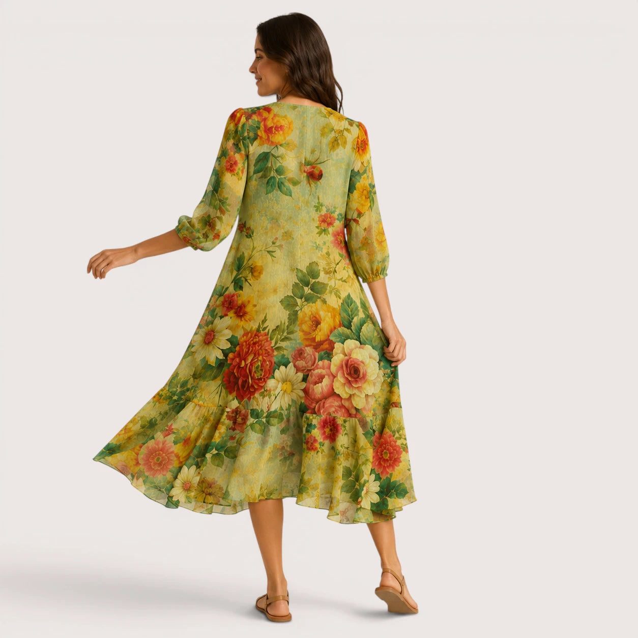 Hadley | Women’s Floral Print Midi Dress with V-Neck