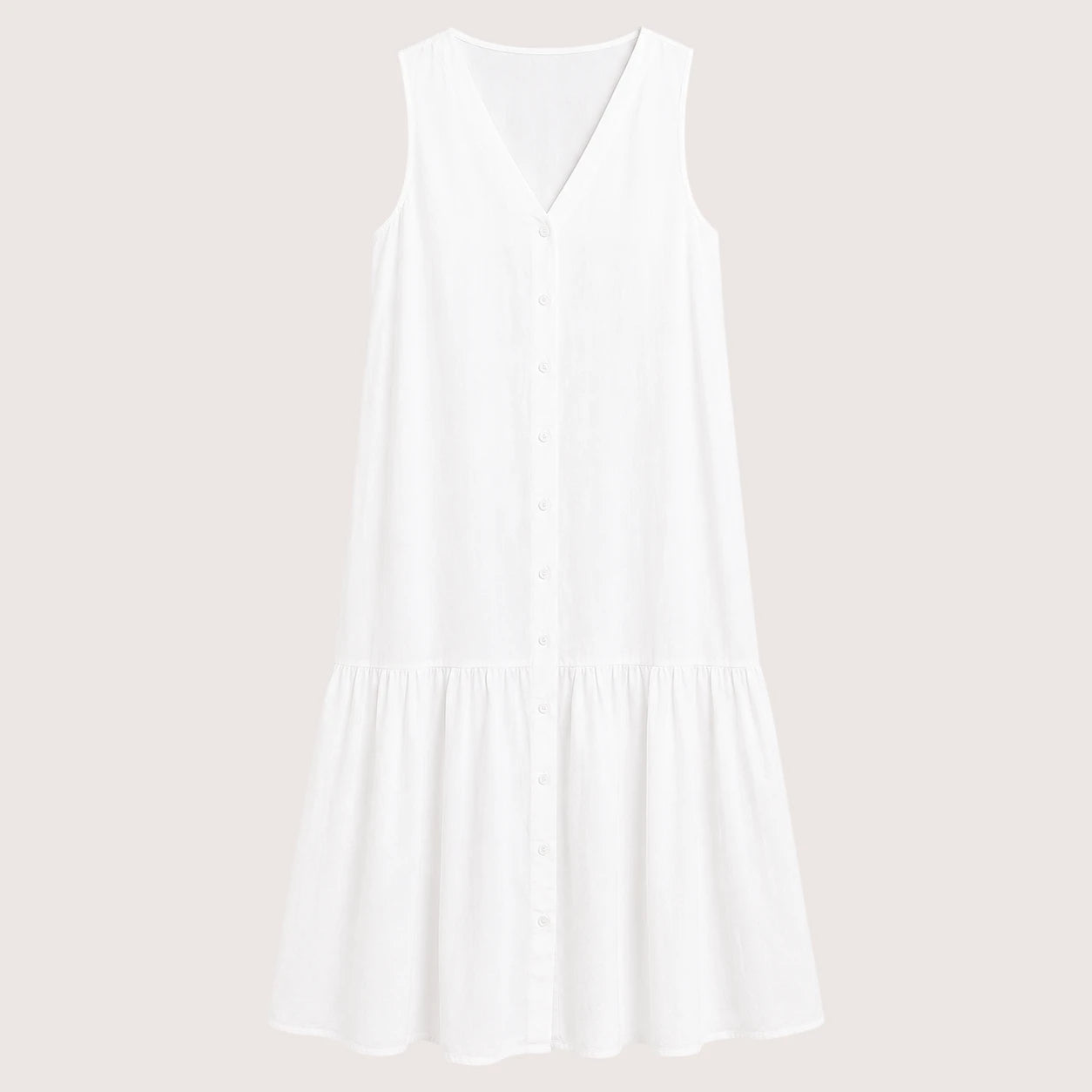 Aria | Women’s Sleeveless V-Neck Midi Dress with Button Front