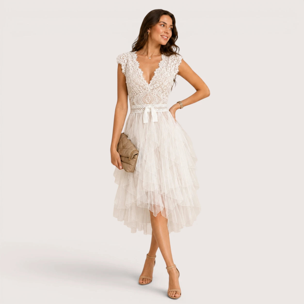 Paisley | Women’s Tulle Cocktail Dress with V-Neck
