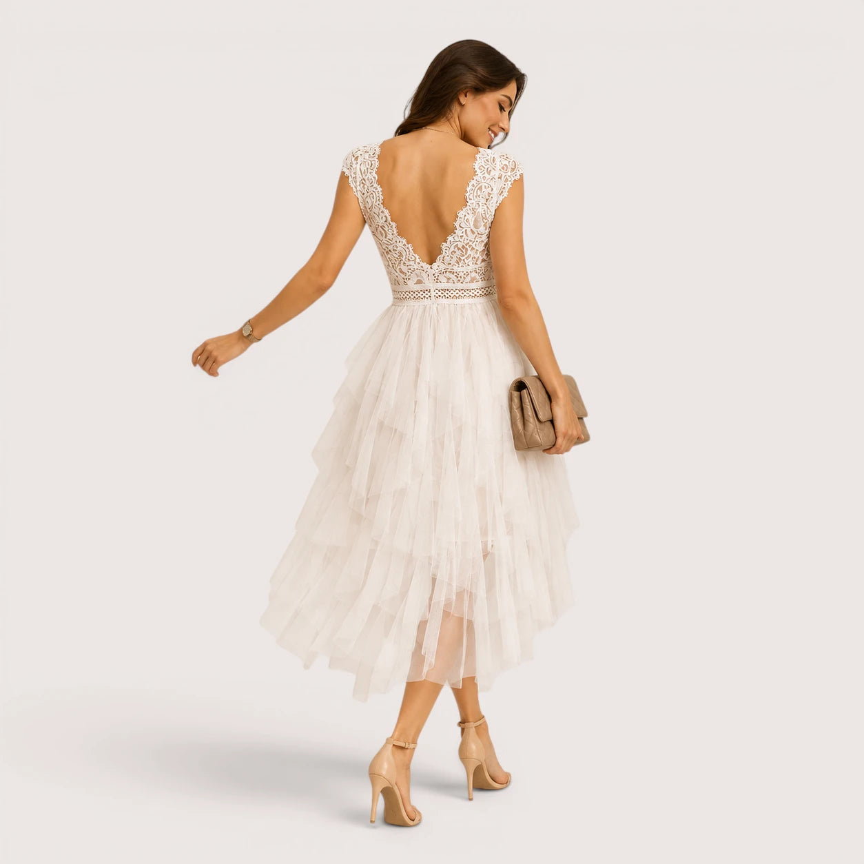 Paisley | Women’s Tulle Cocktail Dress with V-Neck