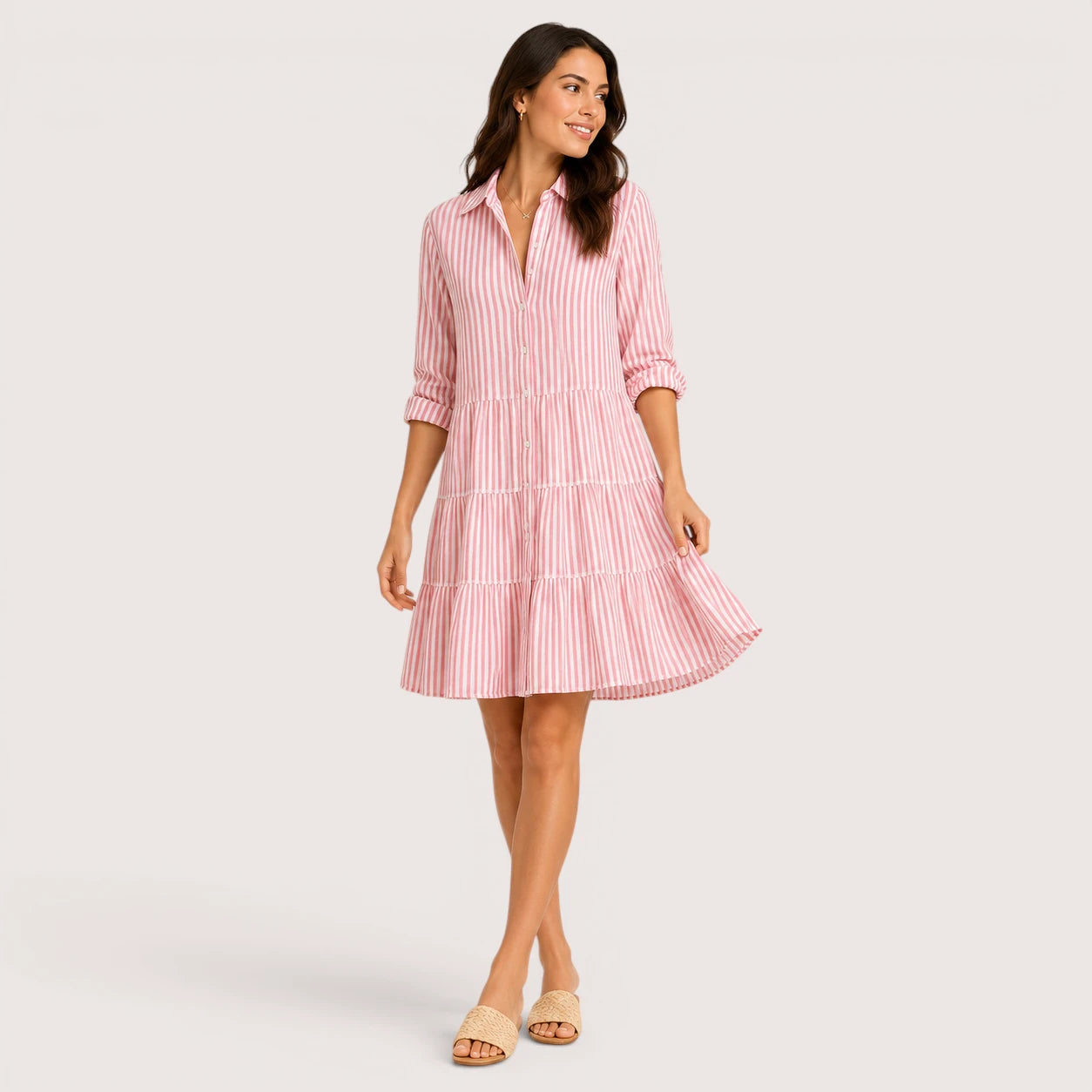 Dakota | Women’s Striped Shirt Dress with Button Front