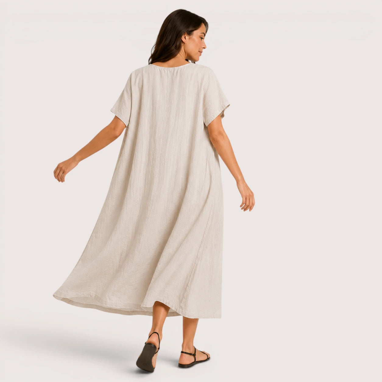 Eliza | Women’s Floral Midi Dress with Round Neck