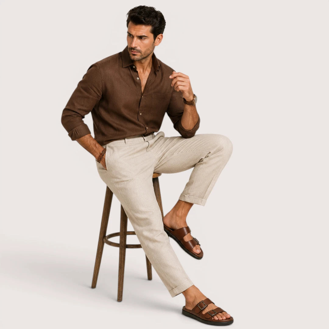 Adam | Men’s Split Leather Sandals with Buckle Straps