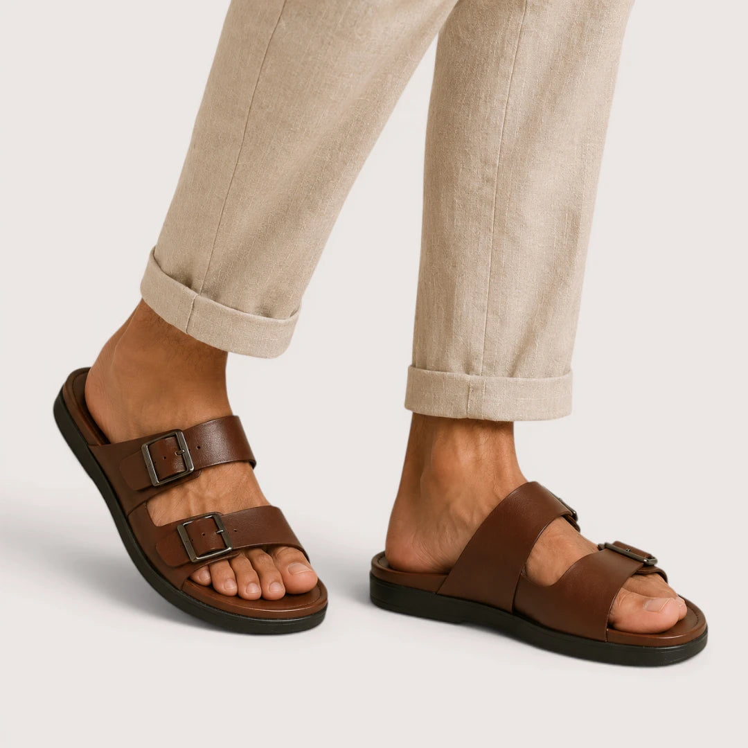 Adam | Men’s Split Leather Sandals with Buckle Straps