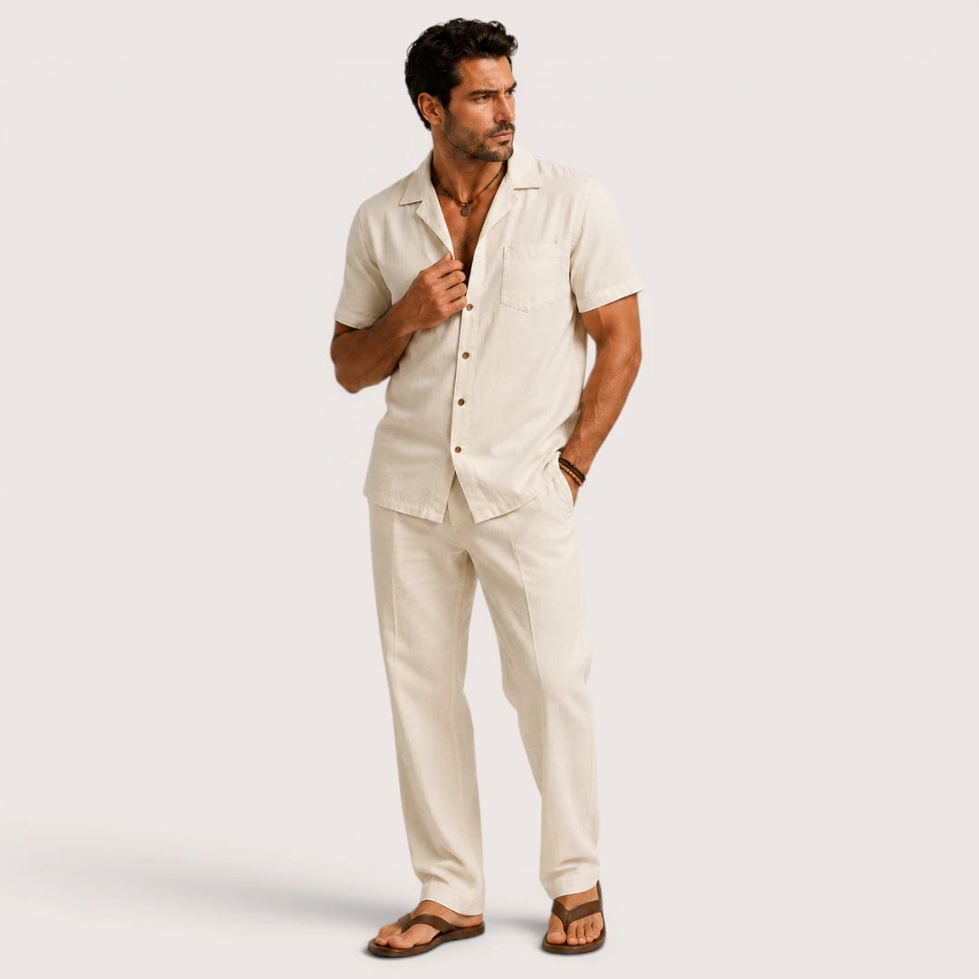 Marco | Men’s Linen Beach Set with Shirt & Trousers