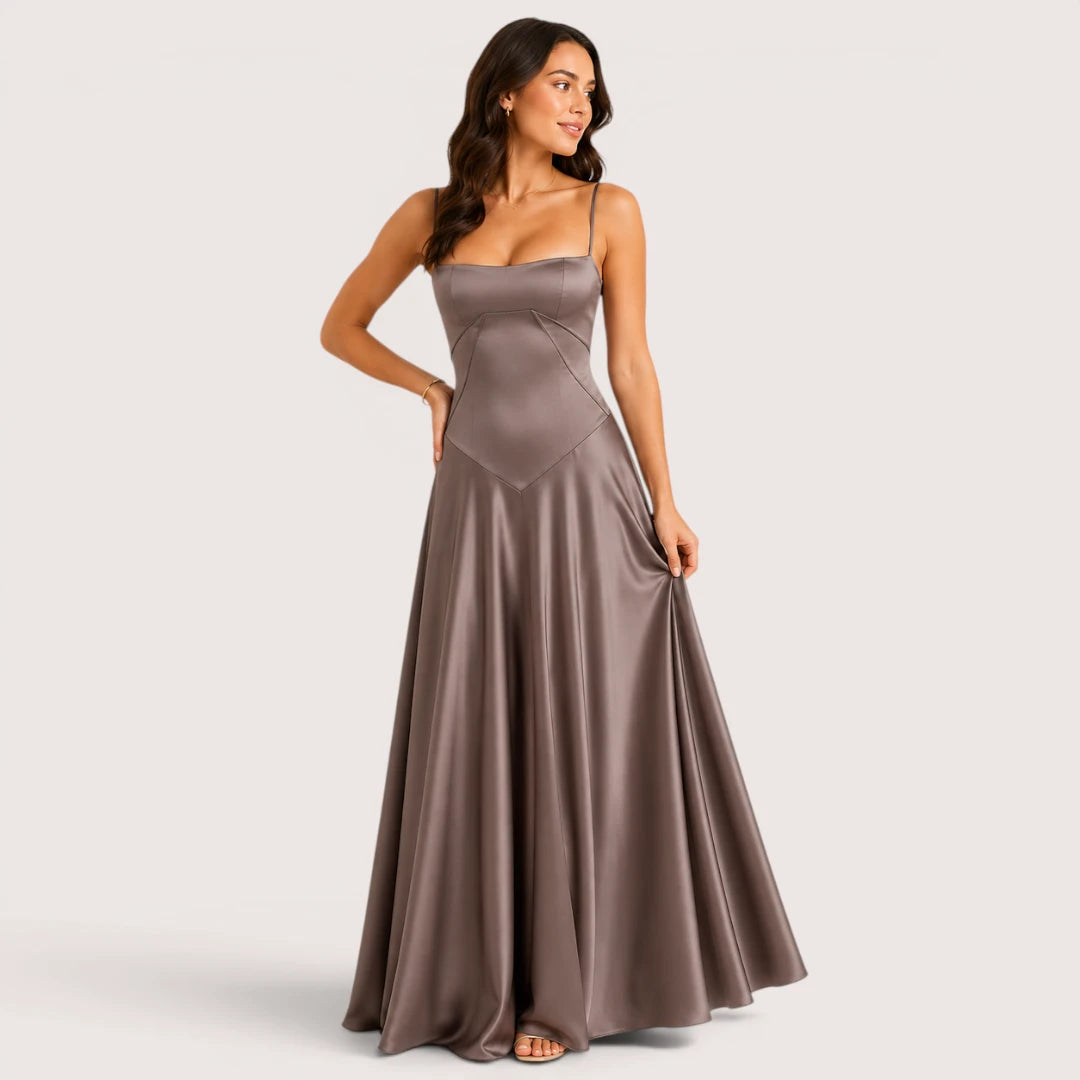 Amelia | Spaghetti Strap Maxi Dress with Fitted Bodice