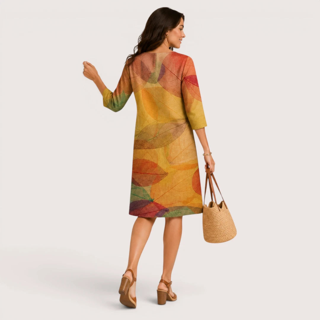 Chloe | Women’s Linen V-Neck Dress with 3/4 Sleeves