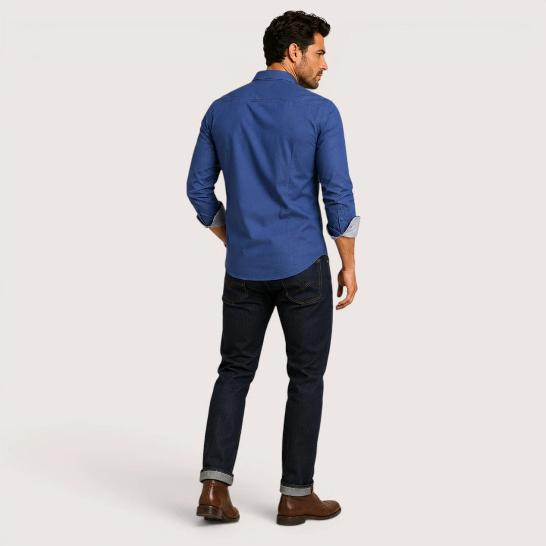 Veltrano | Men’s Collared Button-Up Shirt with Chest Pocket