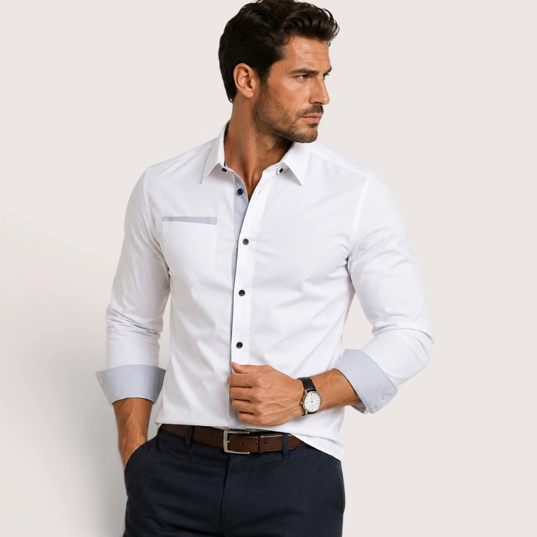 Veltrano | Men’s Collared Button-Up Shirt with Chest Pocket