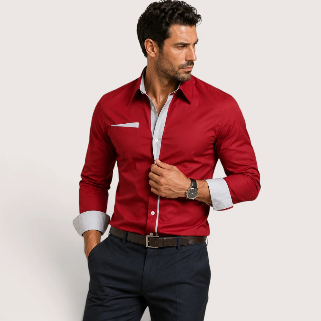 Veltrano | Men’s Collared Button-Up Shirt with Chest Pocket
