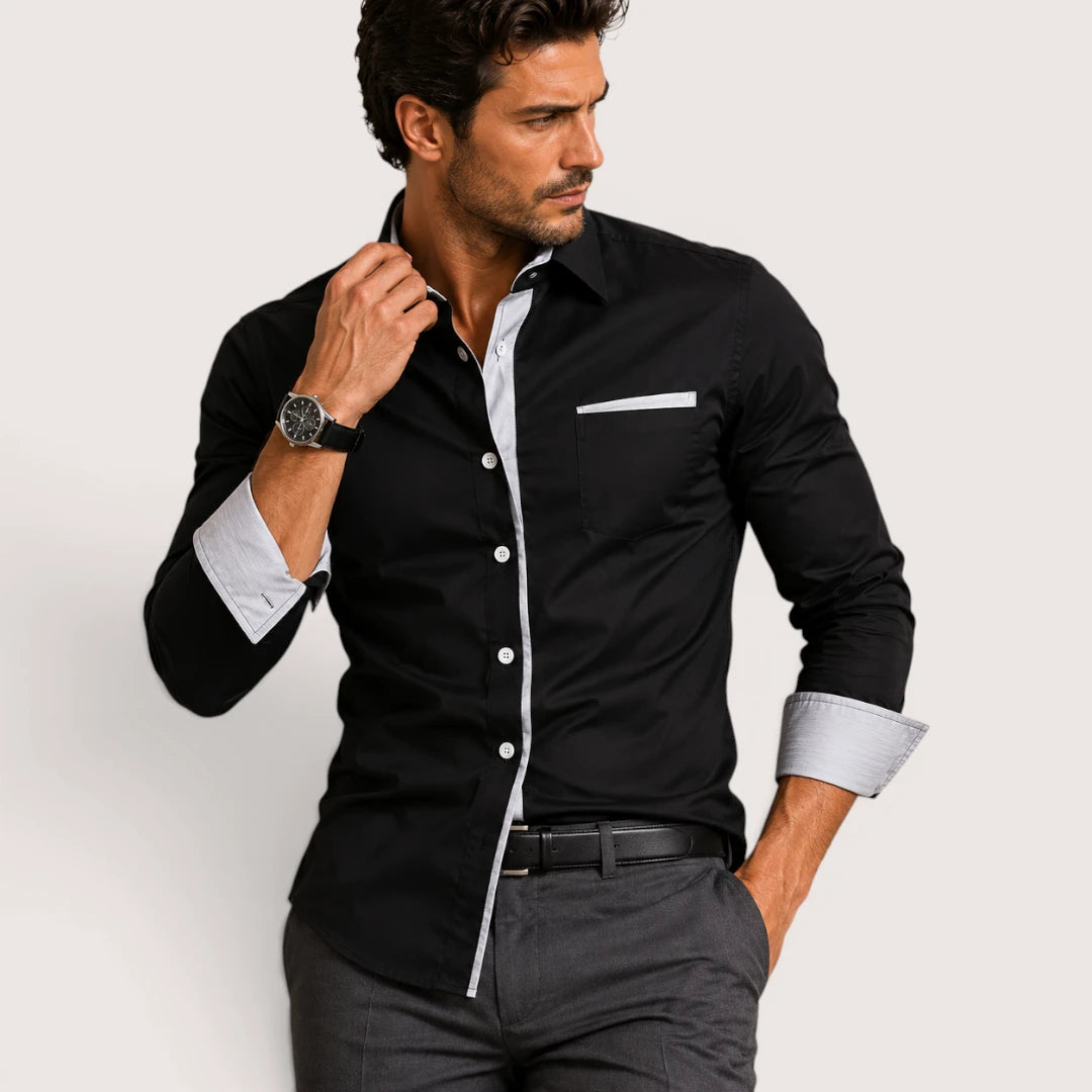 Veltrano | Men’s Collared Button-Up Shirt with Chest Pocket