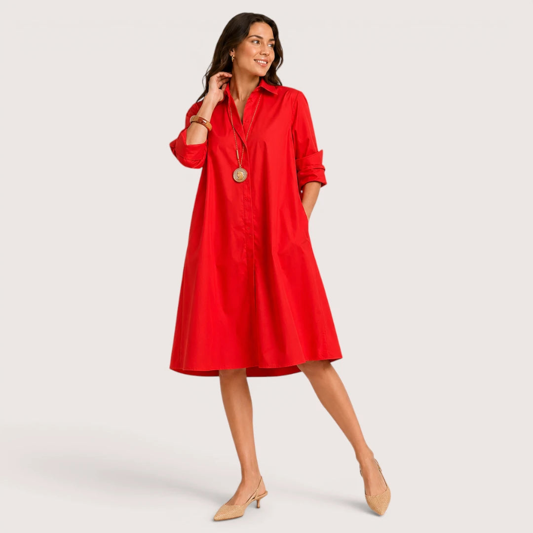 Velmira | Women’s Relaxed Shirt Dress with Collar