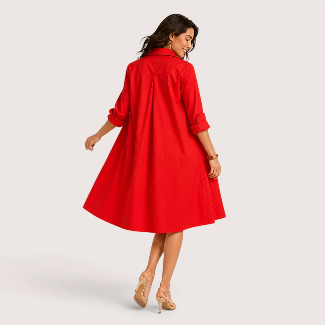 Velmira | Women’s Relaxed Shirt Dress with Collar