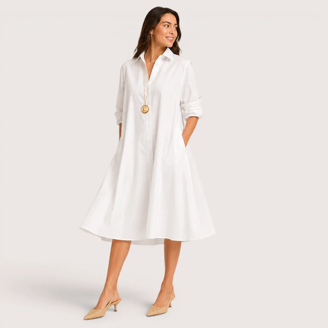 Velmira | Women’s Relaxed Shirt Dress with Collar