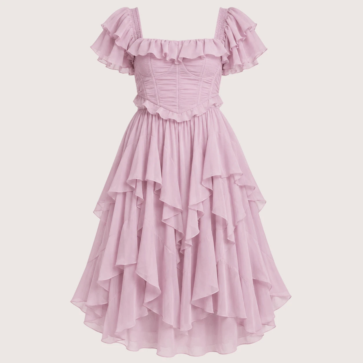 Lily | Women’s Off Shoulder Ruffle Layered Midi Dress