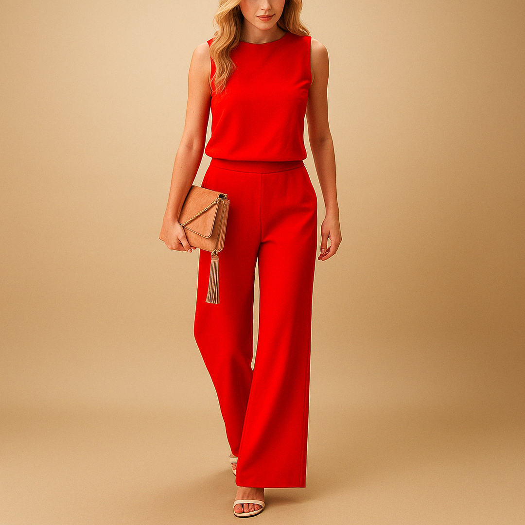 Harper | Women’s Round Neck Jumpsuit with Wide Legs