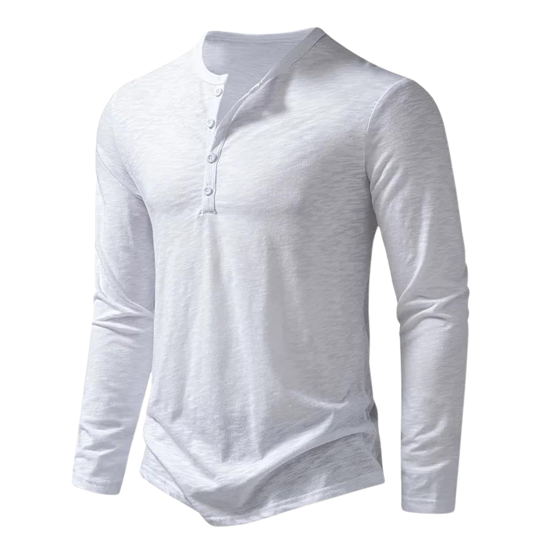 Bravero | Men’s Long-Sleeve Henley Shirt with Button Placket