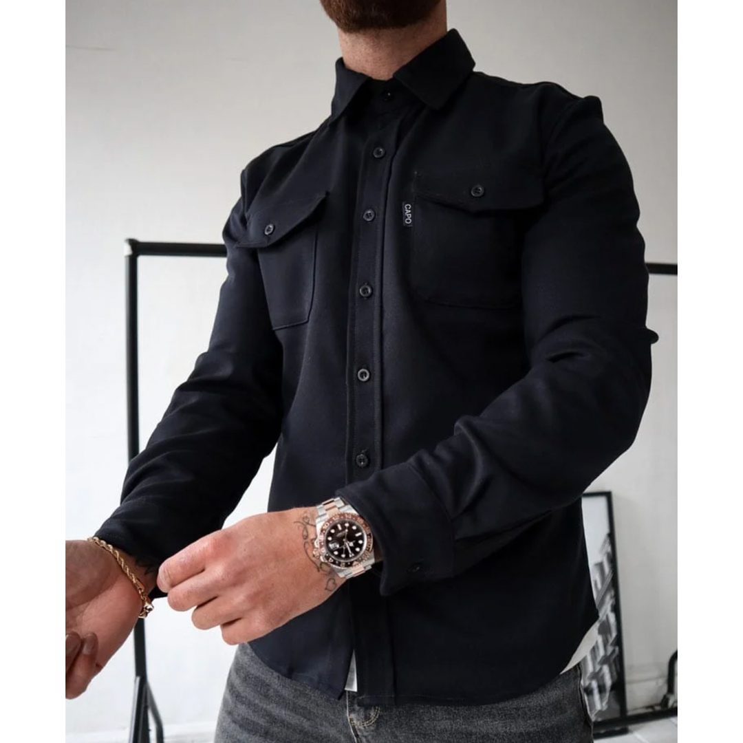 Henry | Men’s Long Sleeve Button-Up Shirt with Chest Pockets
