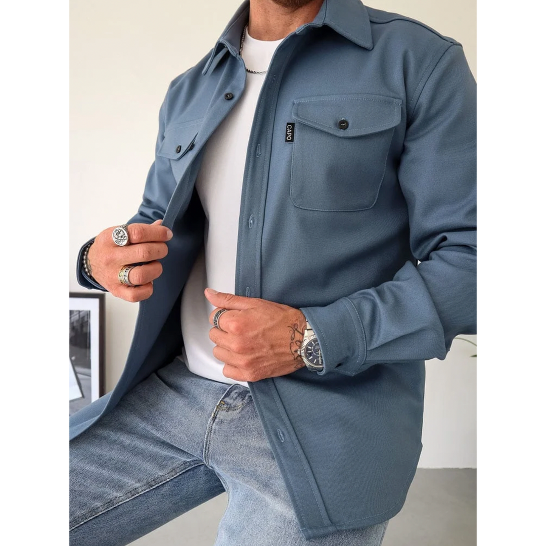 Henry | Men’s Long Sleeve Button-Up Shirt with Chest Pockets
