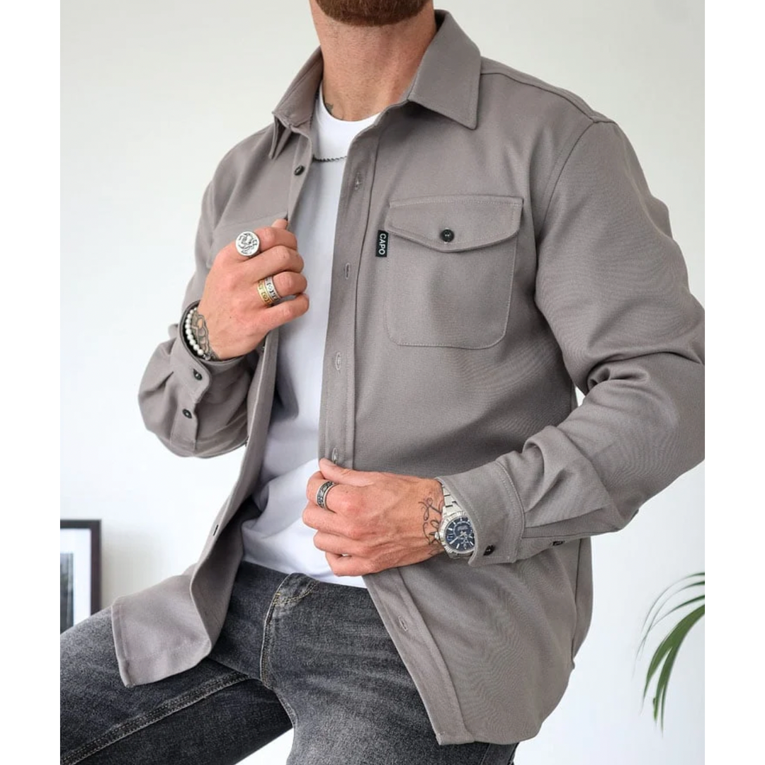 Henry | Men’s Long Sleeve Button-Up Shirt with Chest Pockets