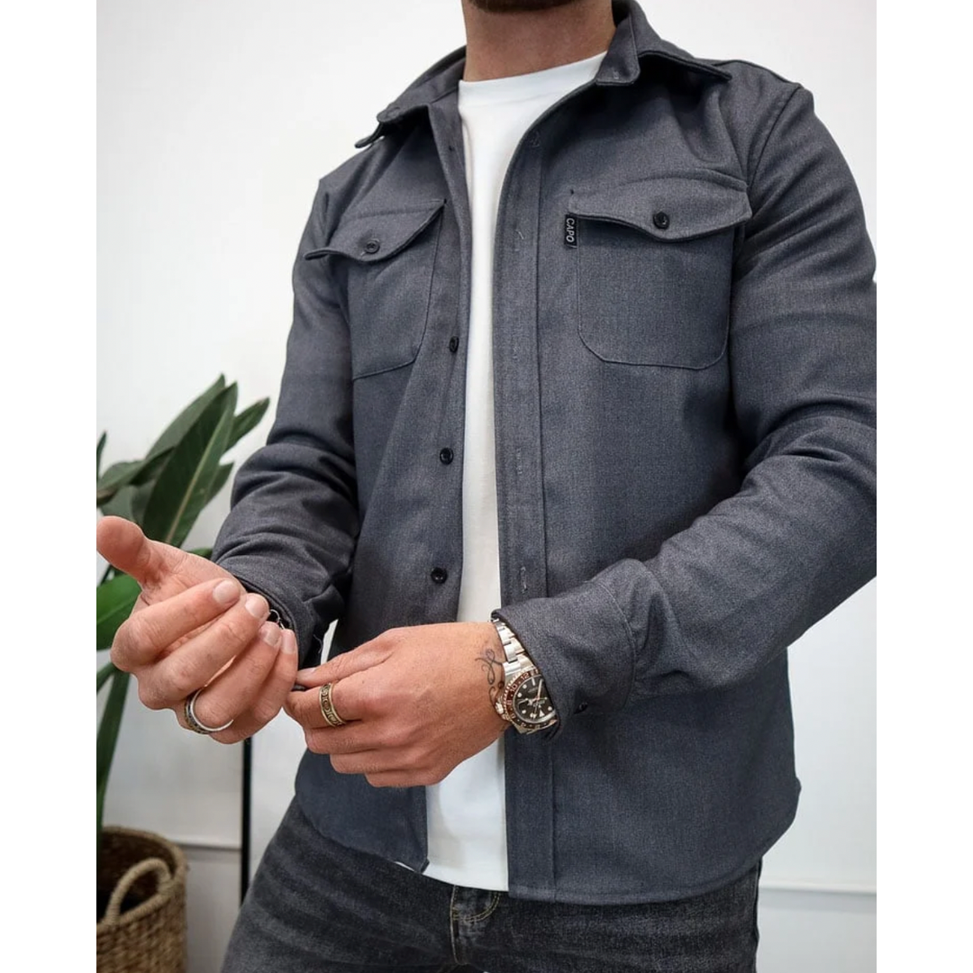 Henry | Men’s Long Sleeve Button-Up Shirt with Chest Pockets